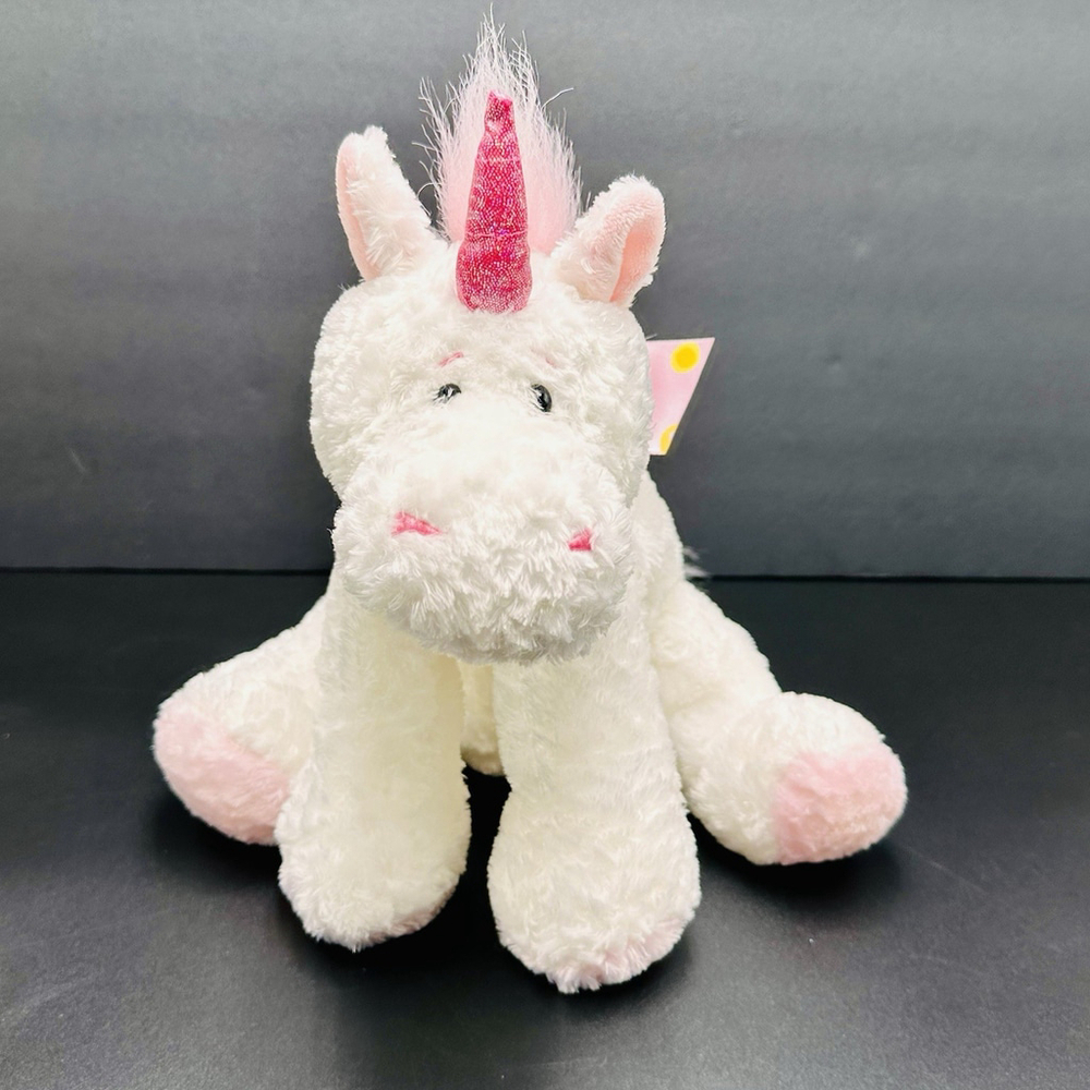 Mary Meyer Flip Flops White Unicorn Plush Stuffed Animal Pink Mane Horn 12”